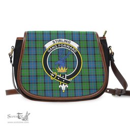 Scottish Stirling Tartan Saddle Crossbody Bag with Family Crest Scottish Plaid Tartan Plaid - ScotsTee - scotstee.com