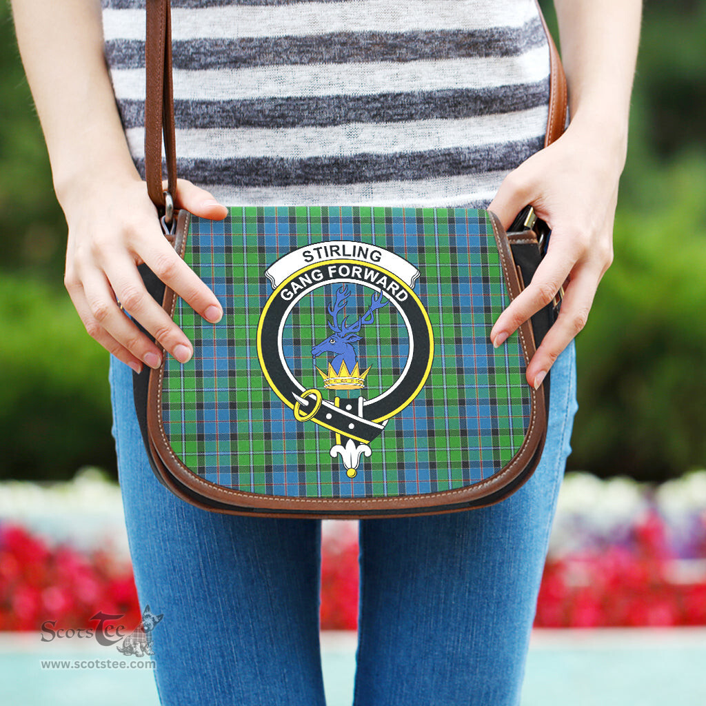Scottish Stirling Tartan Saddle Crossbody Bag with Family Crest Scottish Plaid Tartan Plaid - ScotsTee - scotstee.com