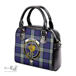 Scottish Sinclair Dress Tartan Shoulder Handbags with Family Crest Scottish Plaid Tartan Plaid - ScotsTee - scotstee.com
