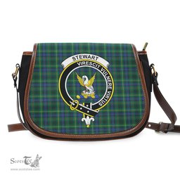 Scottish Stewart Hunting Modern Tartan Saddle Crossbody Bag with Family Crest Scottish Plaid Tartan Plaid - ScotsTee - scotstee.com