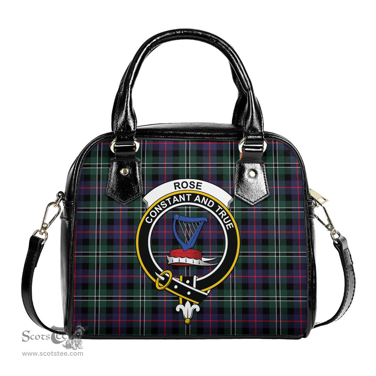 Scottish Rose Hunting Modern Tartan Shoulder Handbags with Family Crest Scottish Plaid Tartan Plaid - ScotsTee - scotstee.com