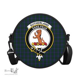 Scottish Sutherland Tartan Round Crossbody Bags - Round Purse with Family Crest Scottish Plaid Tartan Plaid - ScotsTee - scotstee.com