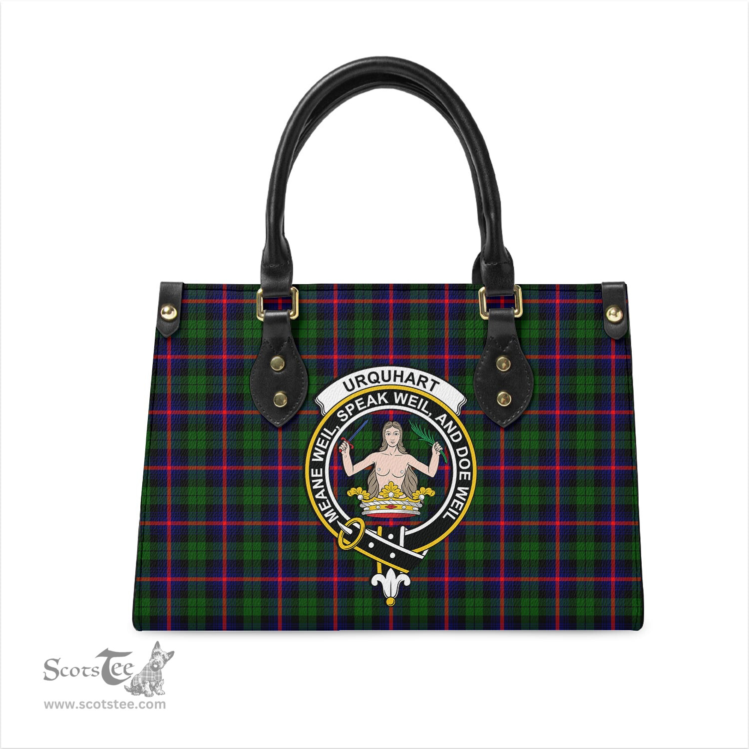 Scottish Urquhart Modern Tartan Leather Bag for Women with Family Crest Scottish Plaid Tartan Plaid - ScotsTee - scotstee.com