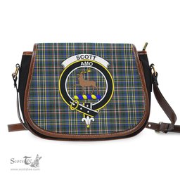 Scottish Scott Green Modern Tartan Saddle Crossbody Bag with Family Crest Scottish Plaid Tartan Plaid - ScotsTee - scotstee.com