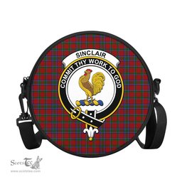 Scottish Sinclair Tartan Round Crossbody Bags - Round Purse with Family Crest Scottish Plaid Tartan Plaid - ScotsTee - scotstee.com