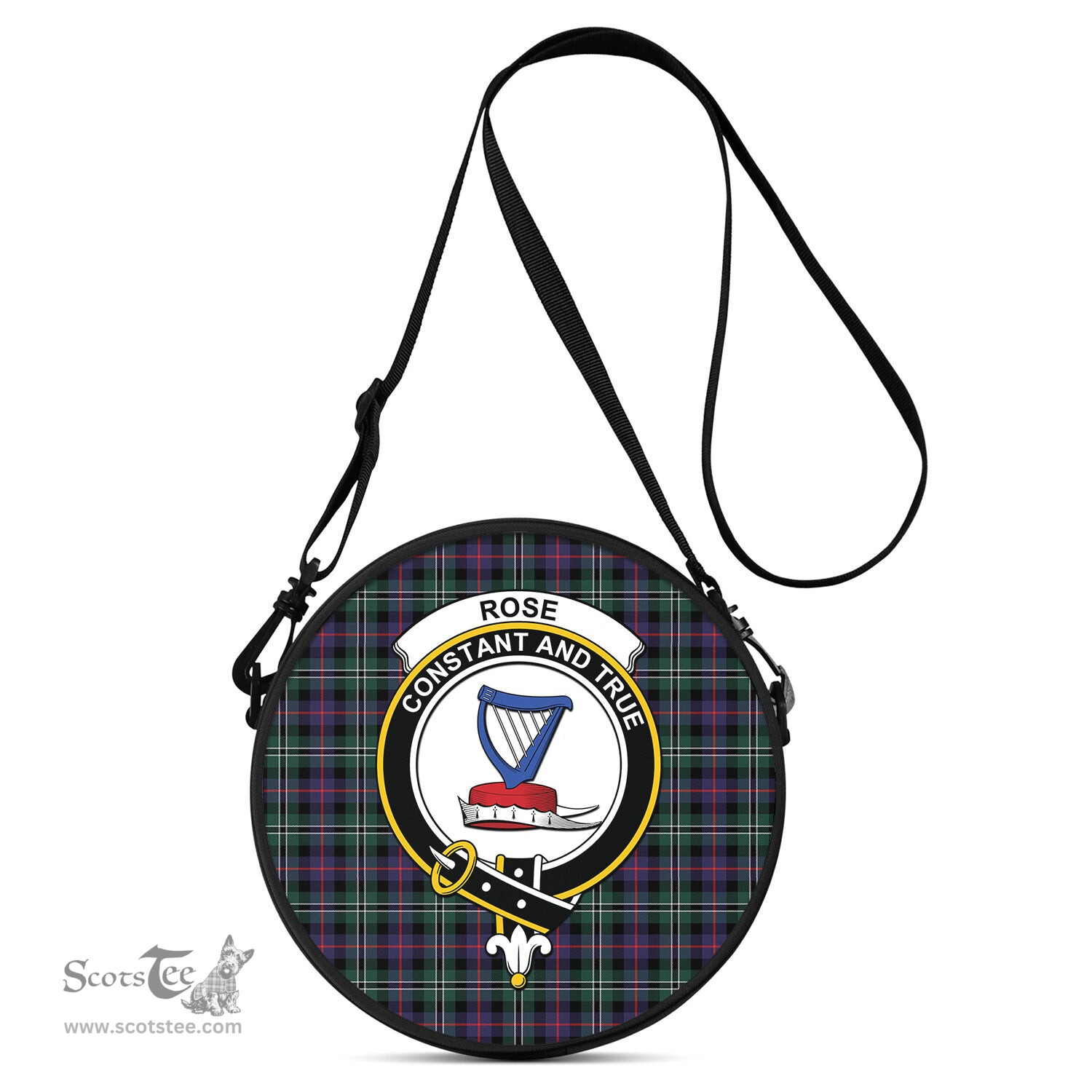Scottish Rose Hunting Modern Tartan Round Crossbody Bags - Round Purse with Family Crest Scottish Plaid Tartan Plaid - ScotsTee - scotstee.com