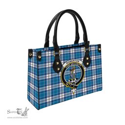 Scottish Roberton Tartan Leather Bag for Women with Family Crest Scottish Plaid Tartan Plaid - ScotsTee - scotstee.com