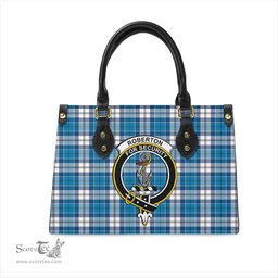 Scottish Roberton Tartan Leather Bag for Women with Family Crest Scottish Plaid Tartan Plaid - ScotsTee - scotstee.com