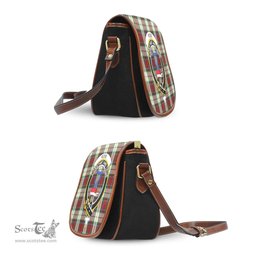 Scottish Rose White Dress Tartan Saddle Crossbody Bag with Family Crest Scottish Plaid Tartan Plaid - ScotsTee - scotstee.com