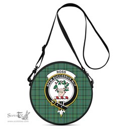 Scottish Ross Hunting Ancient Tartan Round Crossbody Bags - Round Purse with Family Crest Scottish Plaid Tartan Plaid - ScotsTee - scotstee.com