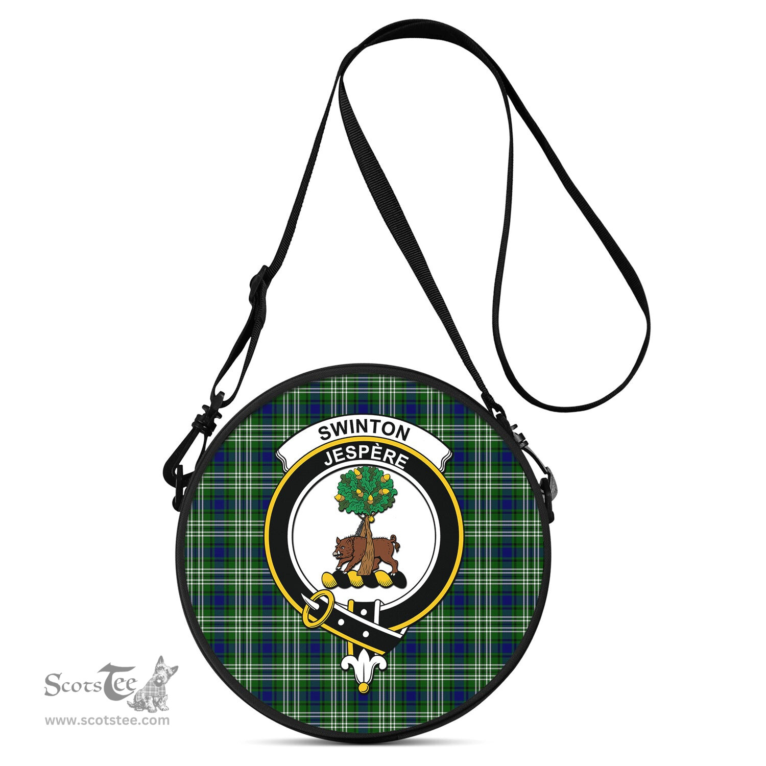 Scottish Swinton Tartan Round Crossbody Bags - Round Purse with Family Crest Scottish Plaid Tartan Plaid - ScotsTee - scotstee.com