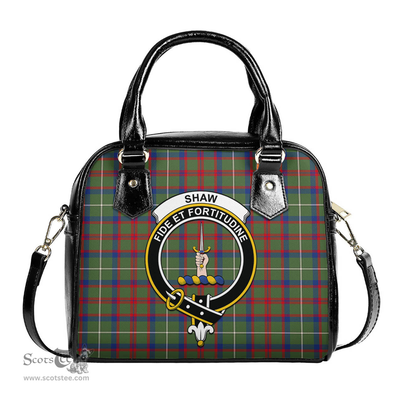 Scottish Shaw Green Modern Tartan Shoulder Handbags with Family Crest Scottish Plaid Tartan Plaid - ScotsTee - scotstee.com