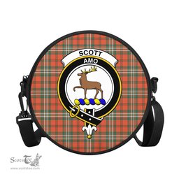 Scottish Scott Ancient Tartan Round Crossbody Bags - Round Purse with Family Crest Scottish Plaid Tartan Plaid - ScotsTee - scotstee.com
