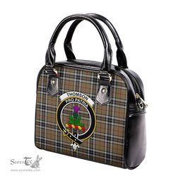 Scottish Thomson Camel Tartan Shoulder Handbags with Family Crest Scottish Plaid Tartan Plaid - ScotsTee - scotstee.com