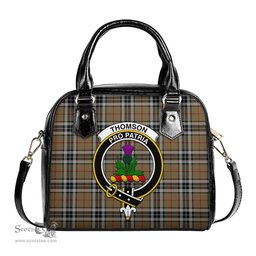 Scottish Thomson Camel Tartan Shoulder Handbags with Family Crest Scottish Plaid Tartan Plaid - ScotsTee - scotstee.com