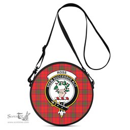 Scottish Ross Modern Tartan Round Crossbody Bags - Round Purse with Family Crest Scottish Plaid Tartan Plaid - ScotsTee - scotstee.com