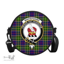 Scottish Whitefoord Modern Tartan Round Crossbody Bags - Round Purse with Family Crest Scottish Plaid Tartan Plaid - ScotsTee - scotstee.com