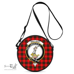 Scottish Wallace Hunting Red Tartan Round Crossbody Bags - Round Purse with Family Crest Scottish Plaid Tartan Plaid - ScotsTee - scotstee.com