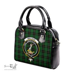 Scottish Wallace Hunting Tartan Shoulder Handbags with Family Crest Scottish Plaid Tartan Plaid - ScotsTee - scotstee.com