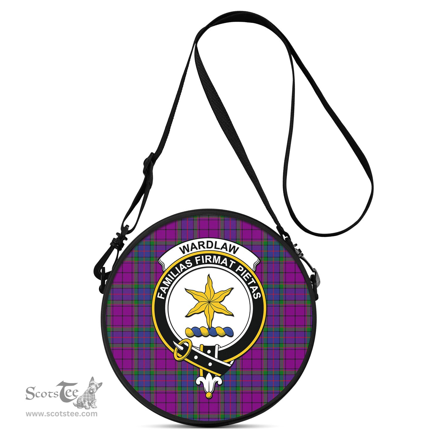 Scottish Wardlaw Modern Tartan Round Crossbody Bags - Round Purse with Family Crest Scottish Plaid Tartan Plaid - ScotsTee - scotstee.com