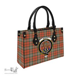 Scottish Scott Ancient Tartan Leather Bag for Women with Family Crest Scottish Plaid Tartan Plaid - ScotsTee - scotstee.com