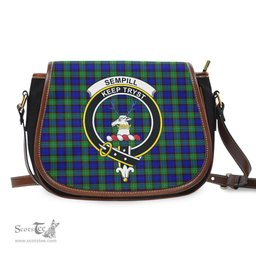 Scottish Sempill Modern Tartan Saddle Crossbody Bag with Family Crest Scottish Plaid Tartan Plaid - ScotsTee - scotstee.com