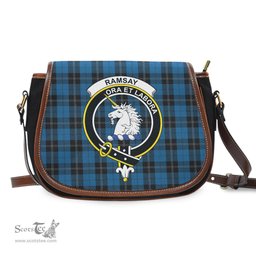 Scottish Ramsay Blue Hunting Tartan Saddle Crossbody Bag with Family Crest Scottish Plaid Tartan Plaid - ScotsTee - scotstee.com
