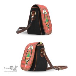 Scottish Grant Weathered Tartan Saddle Crossbody Bag with Family Crest Scottish Plaid Tartan Plaid - ScotsTee - scotstee.com