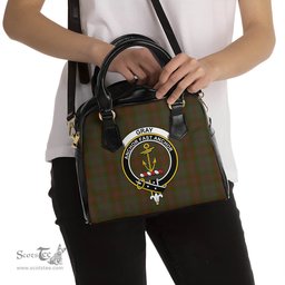 Scottish Gray Tartan Shoulder Handbags with Family Crest Scottish Plaid Tartan Plaid - ScotsTee - scotstee.com