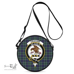 Scottish Graham of Montrose Modern Tartan Round Crossbody Bags - Round Purse with Family Crest Scottish Plaid Tartan Plaid - ScotsTee - scotstee.com