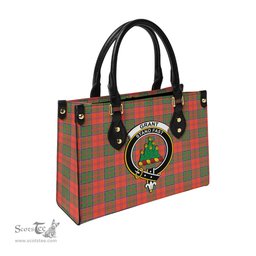 Scottish Grant Ancient Tartan Leather Bag for Women with Family Crest Scottish Plaid Tartan Plaid - ScotsTee - scotstee.com