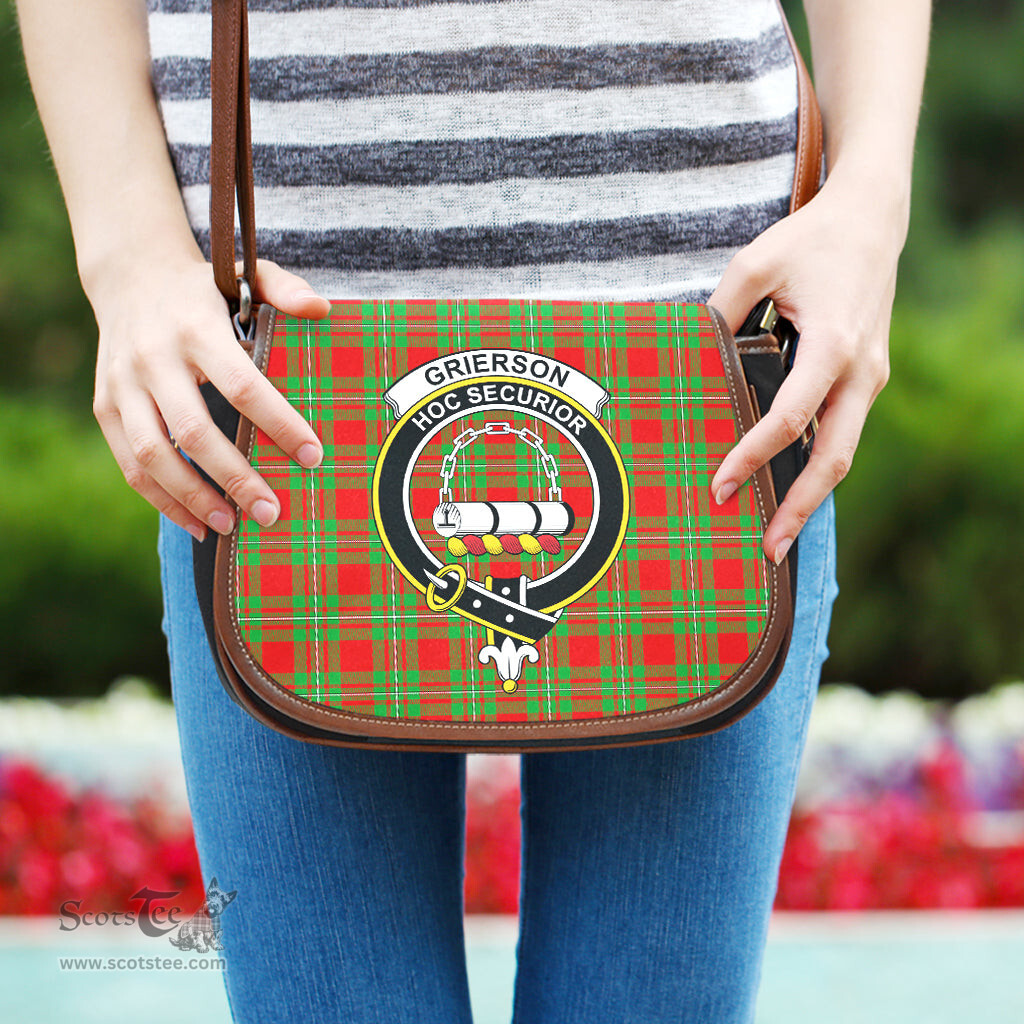 Scottish Grierson Tartan Saddle Crossbody Bag with Family Crest Scottish Plaid Tartan Plaid - ScotsTee - scotstee.com