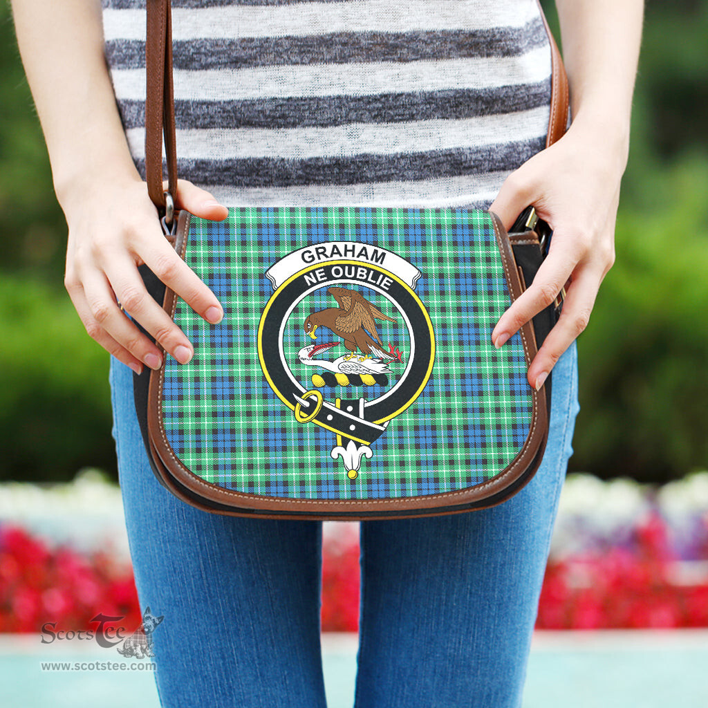 Scottish Graham of Montrose Ancient Tartan Saddle Crossbody Bag with Family Crest Scottish Plaid Tartan Plaid - ScotsTee - scotstee.com