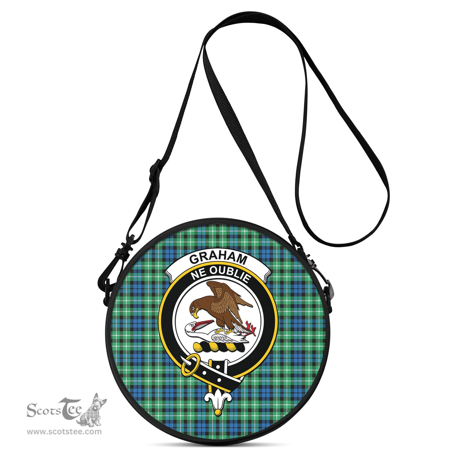 Scottish Graham of Montrose Ancient Tartan Round Crossbody Bags - Round Purse with Family Crest Scottish Plaid Tartan Plaid - ScotsTee - scotstee.com