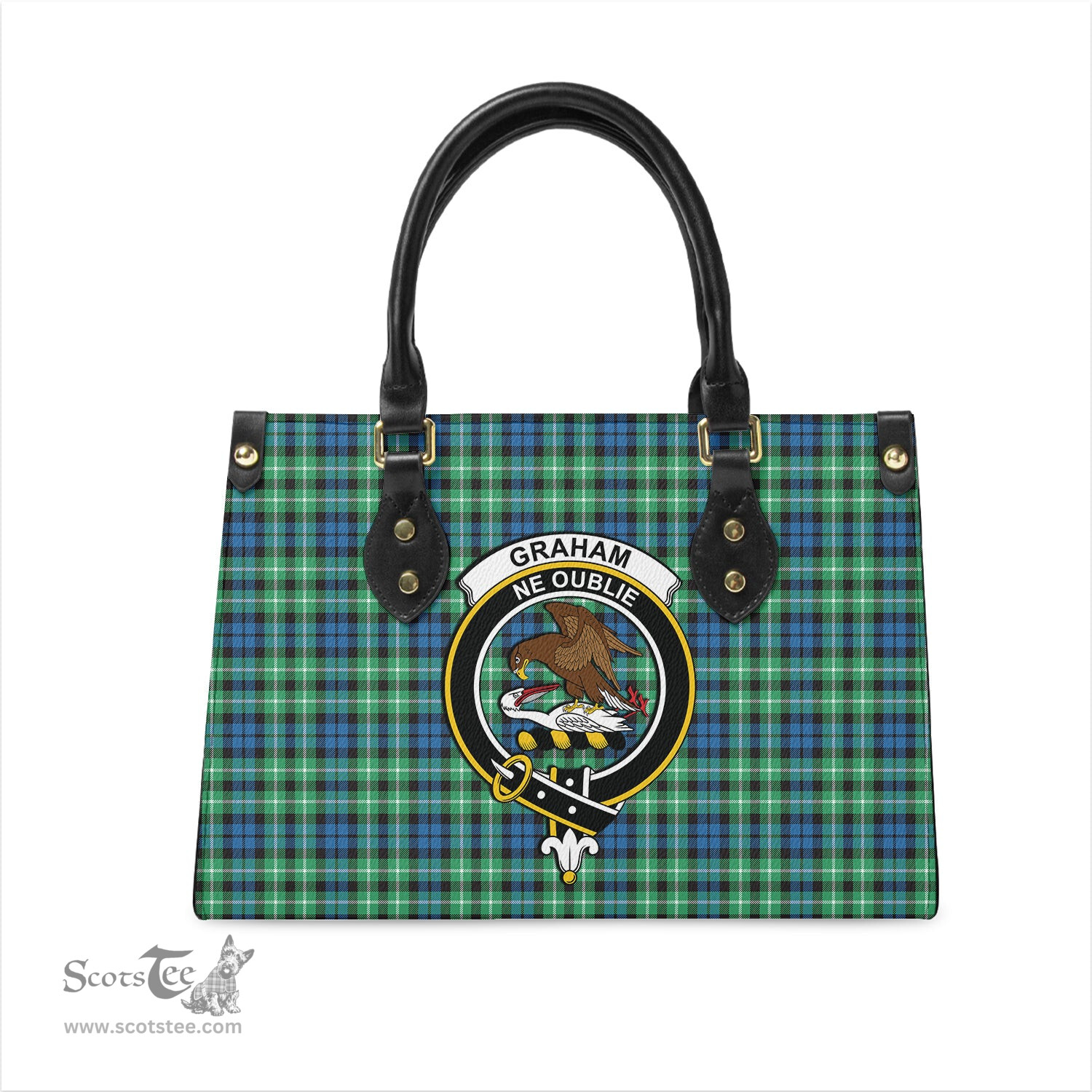 Scottish Graham of Montrose Ancient Tartan Leather Bag for Women with Family Crest Scottish Plaid Tartan Plaid - ScotsTee - scotstee.com