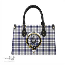 Scottish Hannay Modern Tartan Leather Bag for Women with Family Crest Scottish Plaid Tartan Plaid - ScotsTee - scotstee.com