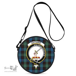 Scottish Guthrie Tartan Round Crossbody Bags - Round Purse with Family Crest Scottish Plaid Tartan Plaid - ScotsTee - scotstee.com