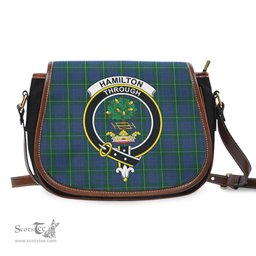 Scottish Hamilton Hunting Tartan Saddle Crossbody Bag with Family Crest Scottish Plaid Tartan Plaid - ScotsTee - scotstee.com
