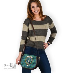 Scottish Gunn Ancient Tartan Saddle Crossbody Bag with Family Crest Scottish Plaid Tartan Plaid - ScotsTee - scotstee.com