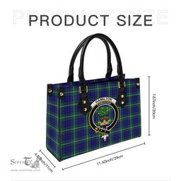 Scottish Hamilton Hunting Modern Tartan Leather Bag for Women with Family Crest Scottish Plaid Tartan Plaid - ScotsTee - scotstee.com