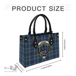 Scottish Hannay Blue Tartan Leather Bag for Women with Family Crest Scottish Plaid Tartan Plaid - ScotsTee - scotstee.com