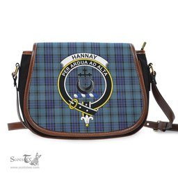 Scottish Hannay Blue Tartan Saddle Crossbody Bag with Family Crest Scottish Plaid Tartan Plaid - ScotsTee - scotstee.com