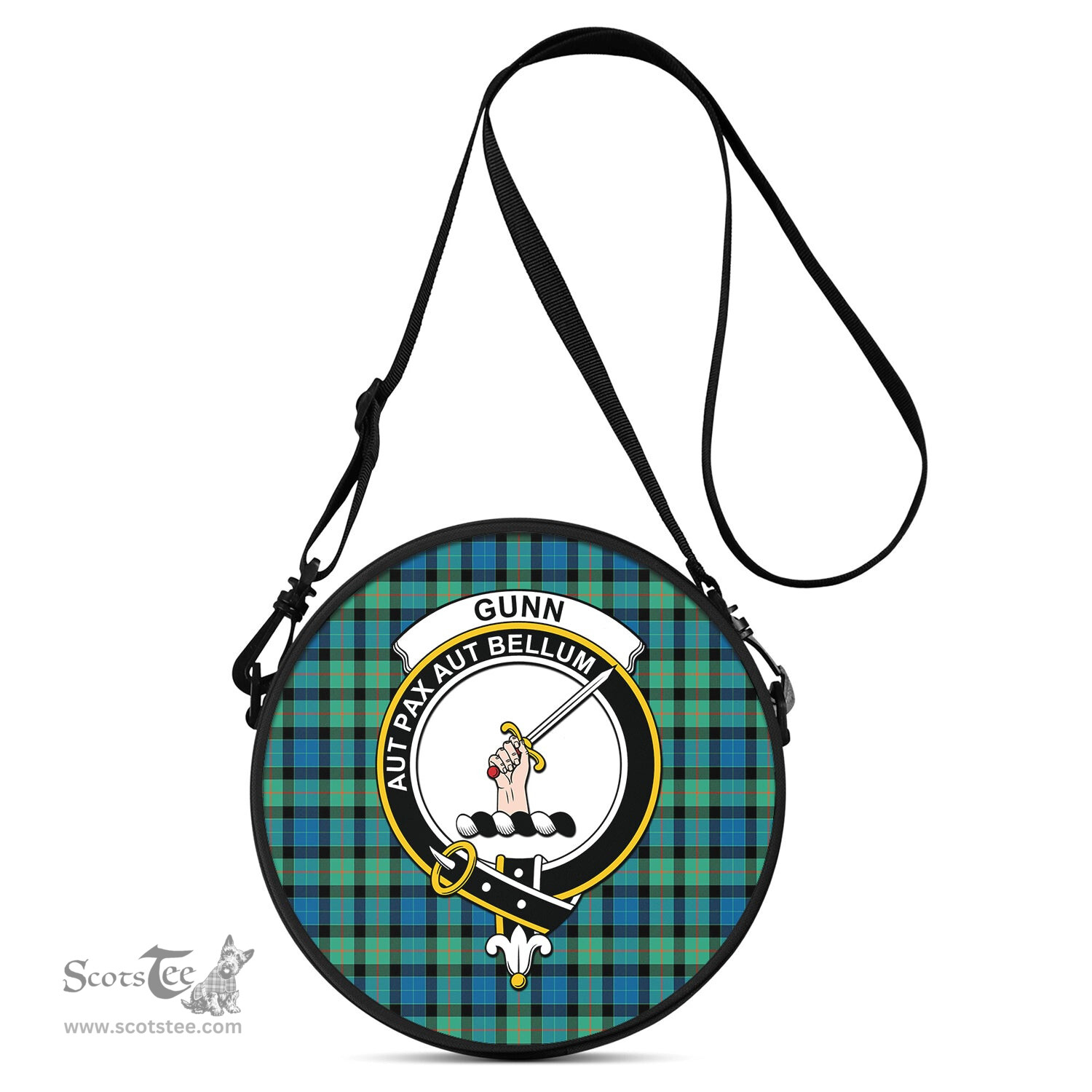 Scottish Gunn Ancient Tartan Round Crossbody Bags - Round Purse with Family Crest Scottish Plaid Tartan Plaid - ScotsTee - scotstee.com