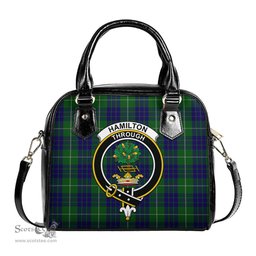 Scottish Hamilton Green Hunting Tartan Shoulder Handbags with Family Crest Scottish Plaid Tartan Plaid - ScotsTee - scotstee.com