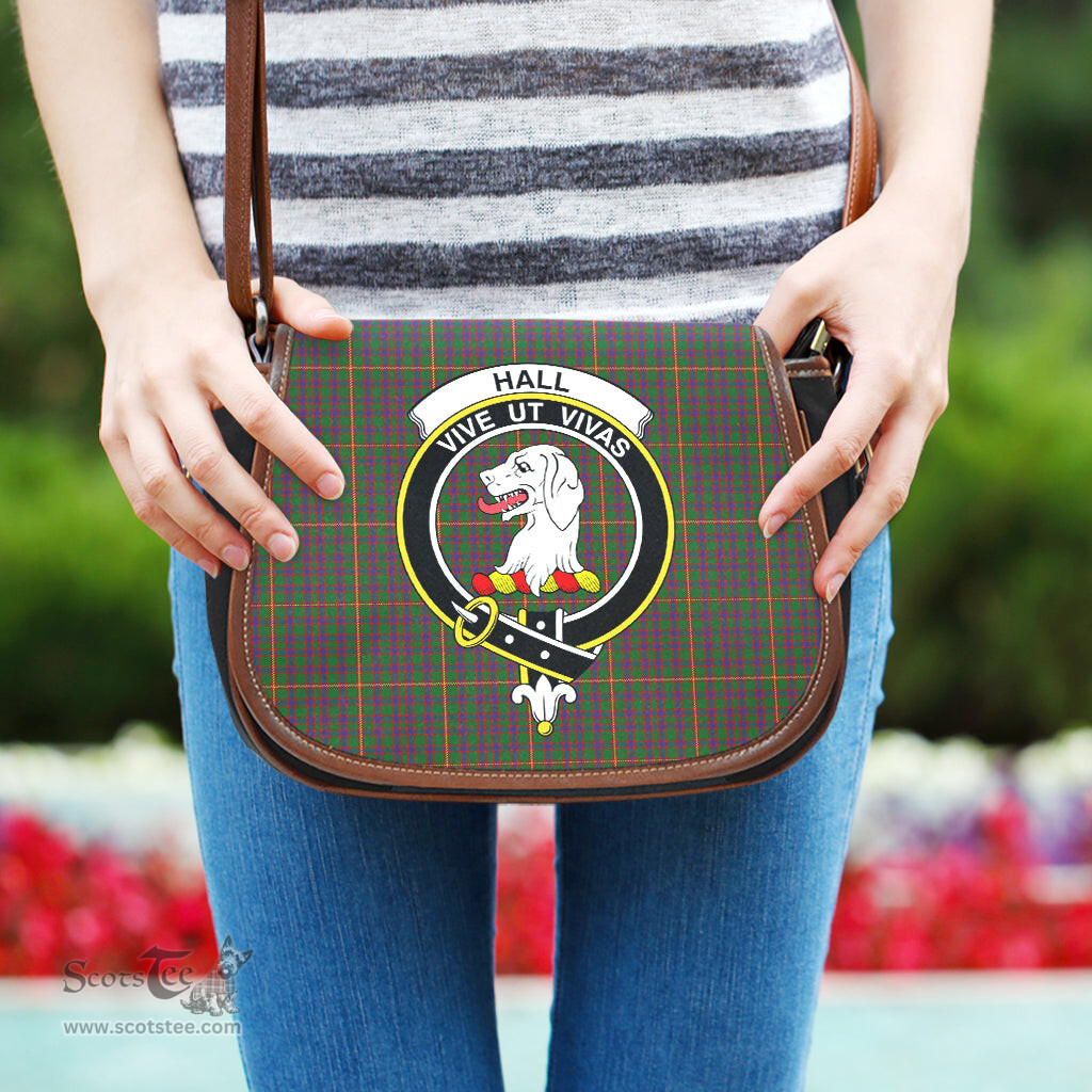 Scottish Hall Tartan Saddle Crossbody Bag with Family Crest Scottish Plaid Tartan Plaid - ScotsTee - scotstee.com