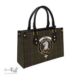 Scottish Hall Tartan Leather Bag for Women with Family Crest Scottish Plaid Tartan Plaid - ScotsTee - scotstee.com