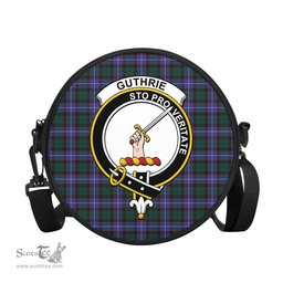 Scottish Guthrie Modern Tartan Round Crossbody Bags - Round Purse with Family Crest Scottish Plaid Tartan Plaid - ScotsTee - scotstee.com