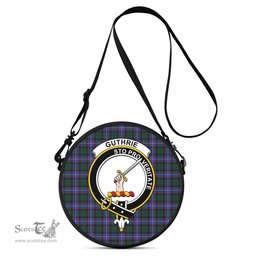Scottish Guthrie Modern Tartan Round Crossbody Bags - Round Purse with Family Crest Scottish Plaid Tartan Plaid - ScotsTee - scotstee.com