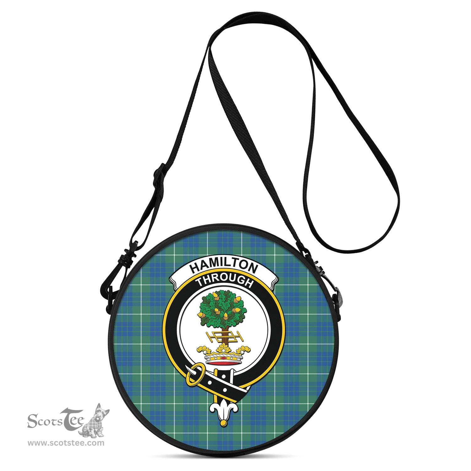 Scottish Hamilton Hunting Ancient Tartan Round Crossbody Bags - Round Purse with Family Crest Scottish Plaid Tartan Plaid - ScotsTee - scotstee.com