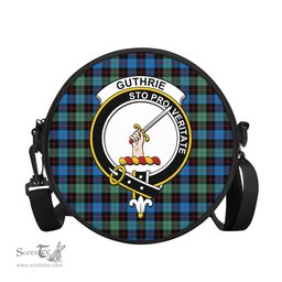 Scottish Guthrie Ancient Tartan Round Crossbody Bags - Round Purse with Family Crest Scottish Plaid Tartan Plaid - ScotsTee - scotstee.com
